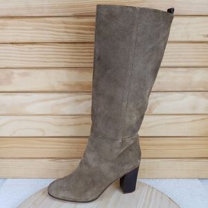 Dolce Vita Womens 9.5 Suede High Heel Tall Knee Boots Pull-on Tan/Light Brown
